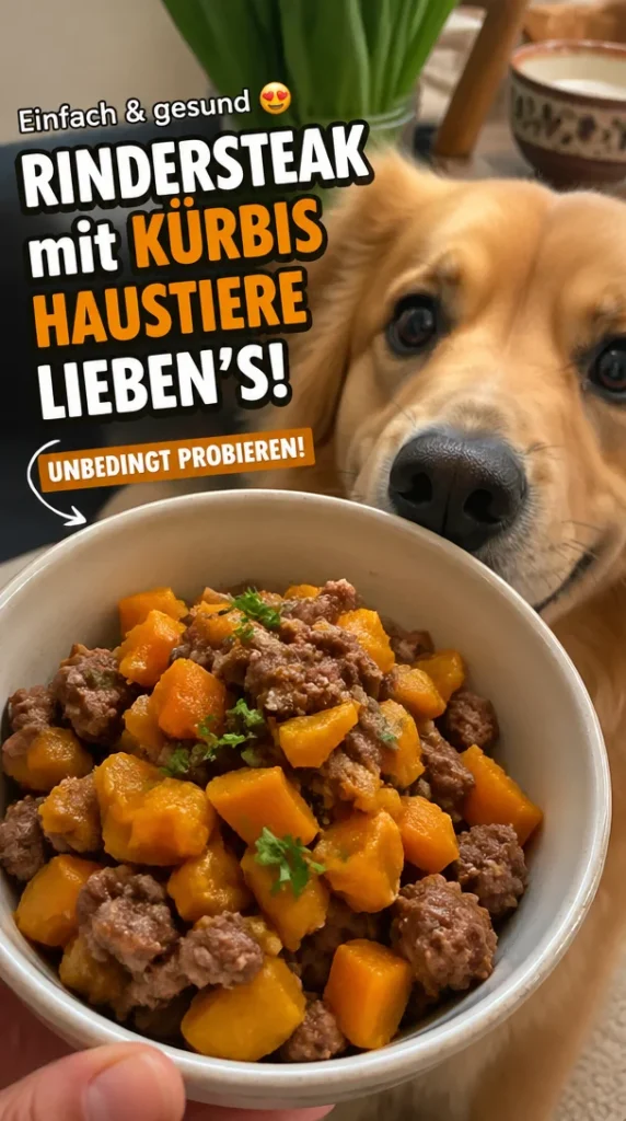 Gehacktes Rindersteak mit Butternut-Kürbis für Haustiere