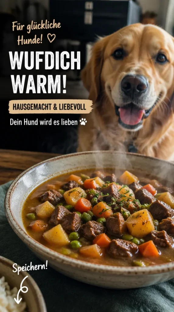 Schüssel mit Hundefleischsuppe, gesund und lecker für Hunde zubereitet