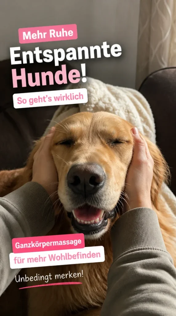Hund erhält eine entspannende Ganzkörpermassage für Ruhe und Wohlbefinden.