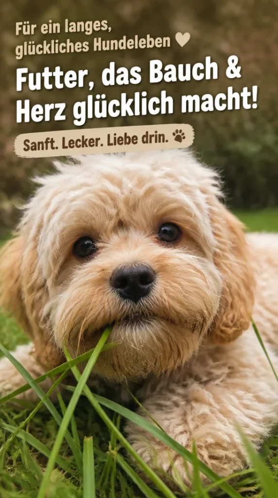 Cavapoo mit gesunden Hundefutter, das sanft zum Magen ist