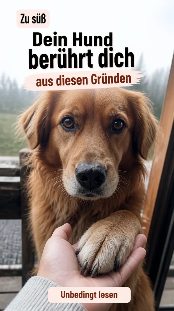 Hund zeigt emotionale Verbindung zu seinem Besitzer mit seiner Pfote.