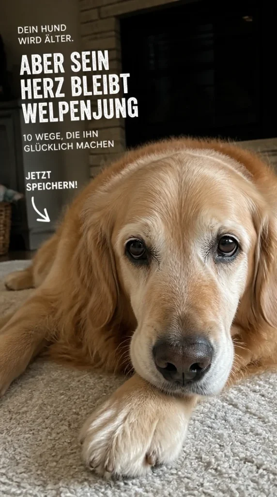Seniorhund spielt fröhlich und fühlt sich wie ein Welpe
