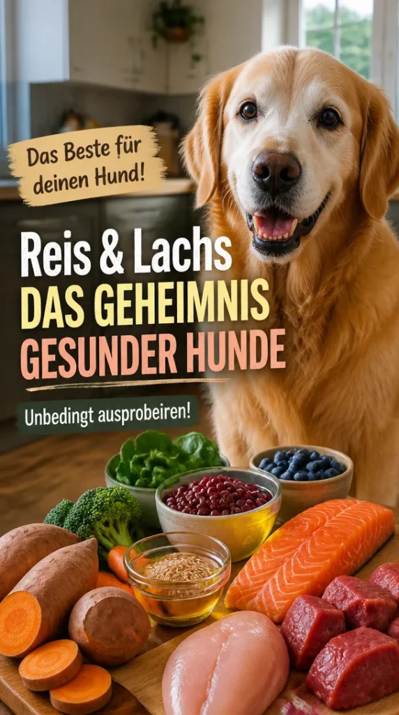 Reis-Hundefutter mit Lachs für gesunde Hundeernährung