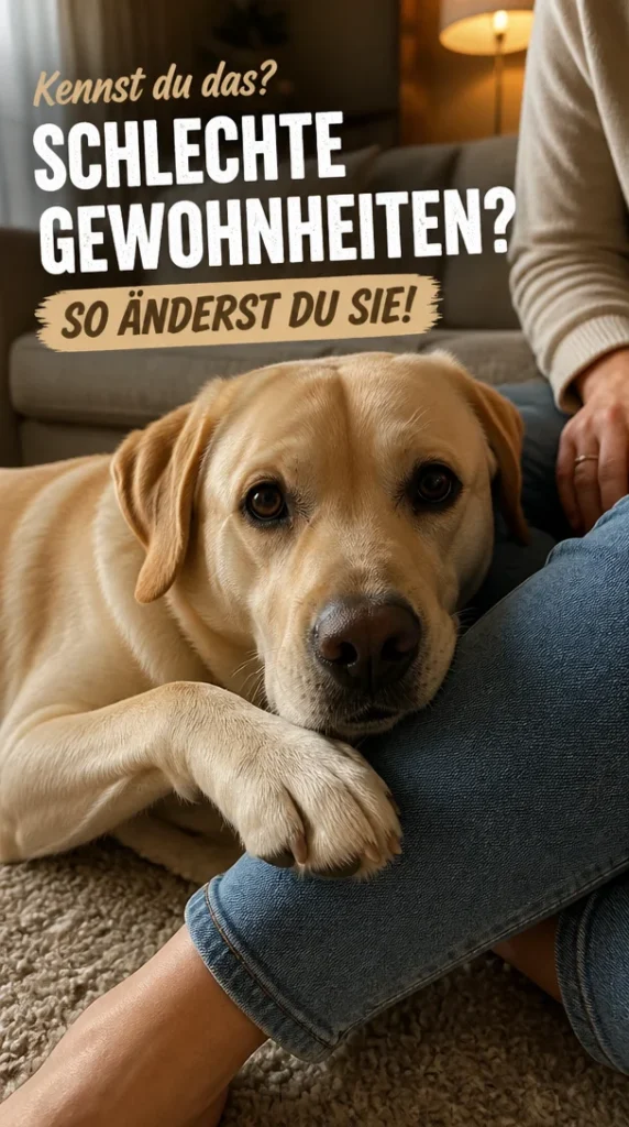 Labrador Welpe mit schlechten Gewohnheiten, der trainiert wird.