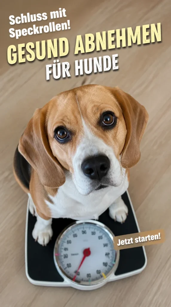 Wissenschaftlich belegter Plan zur Gewichtsabnahme von Hunden auf einem Hundediät-Poster.